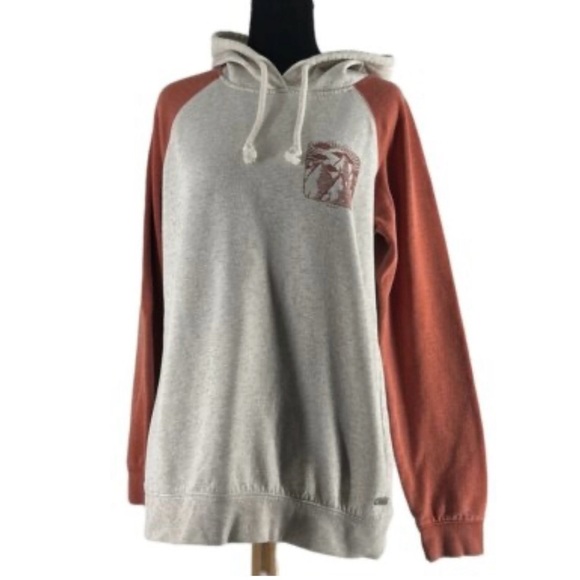 Roxy Gray and Brown Sweatshirt with Ribbed Cuffs - Picture 1 of 14